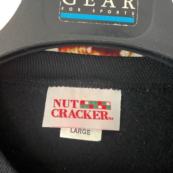 Vintage Nutcracker Santa Reindeer Christams Sweatshirt Puff Paint Glitter Large - Picture 7 of 7